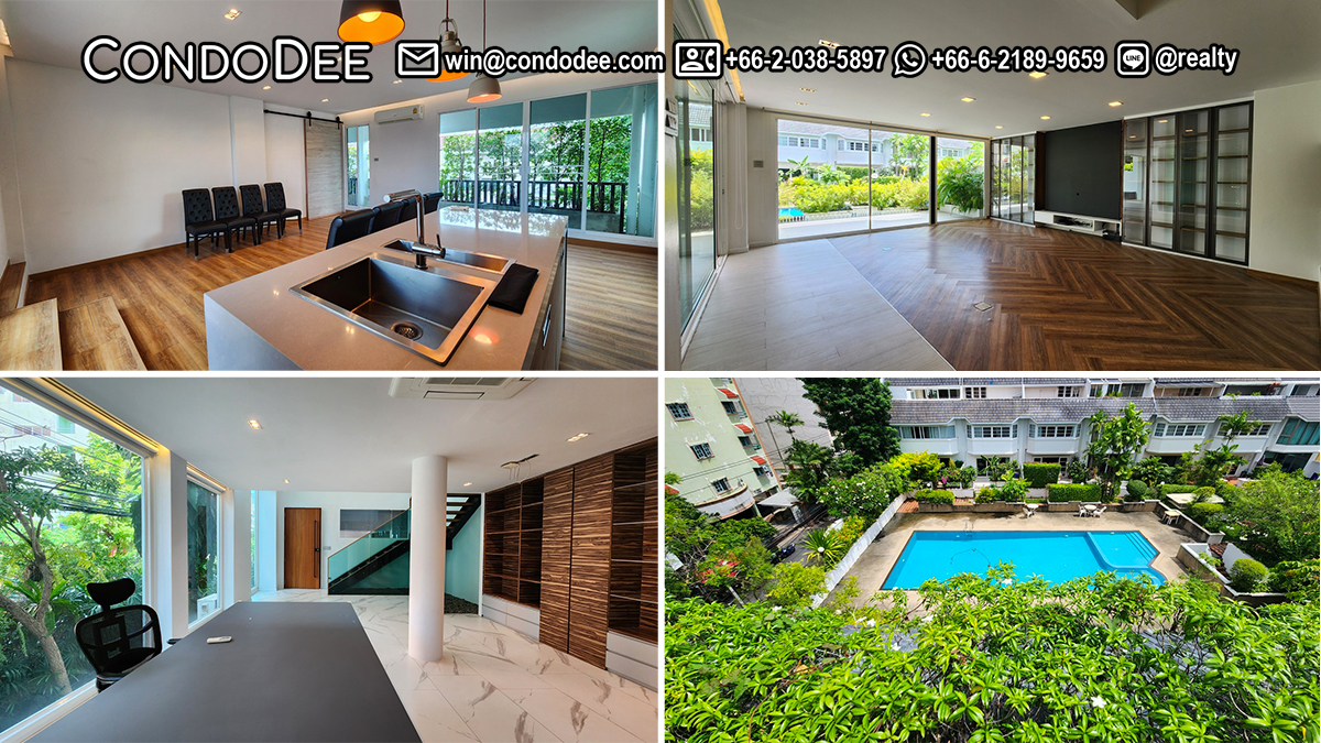 This luxury townhouse on Thonglor 25 is available now for sale in Prompak Place secured housing compound