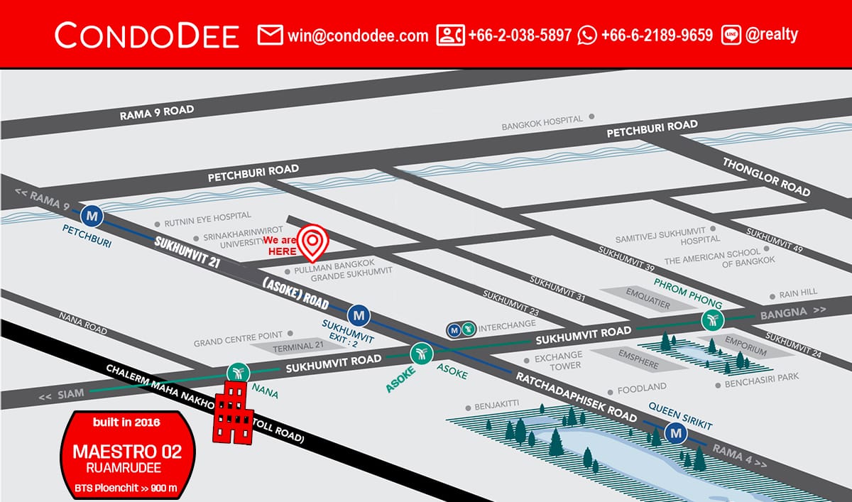 Maestro 02 Ruamrudee Ploenchit condo for sale in Bangkok was developed by Major Development PCL in 2016