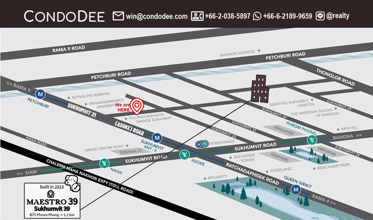 Maestro 39 Sukhumvit 39 condo for sale in Bangkok was developed in 2015 by Major Development PCL.