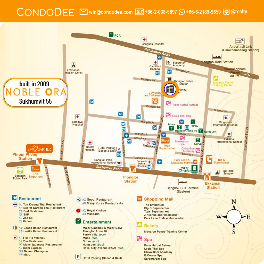Noble Ora Sukhumvit 55 Thonglor condo for sale in Thong Lo in Sukhumvit Soi 55 is a high-rise condominium developed by Noble Development PCL in 2009