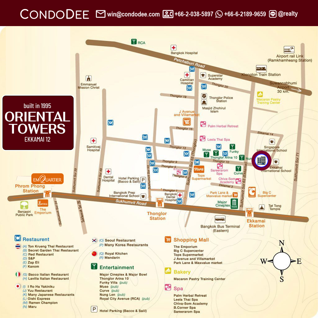 Oriental Towers Ekkamai 12 condo for sale in Bangkok was built in 1995.