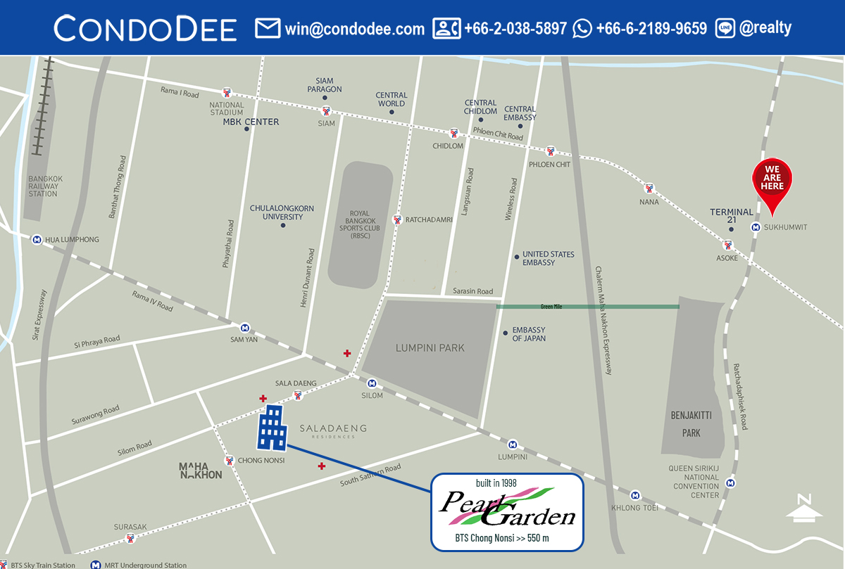 Pearl Garden condo for sale in Silom near BTS Chong Nonsi in Bangkok CBD was built in 1998