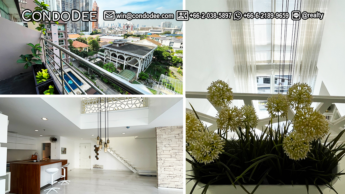 This penthouse duplex is a unique condo located near Benjasiri Park in Serene Place Sukhumvit 24 quiet and well-managed condominium  near BTS Phrom Phong in Bangkok CBD