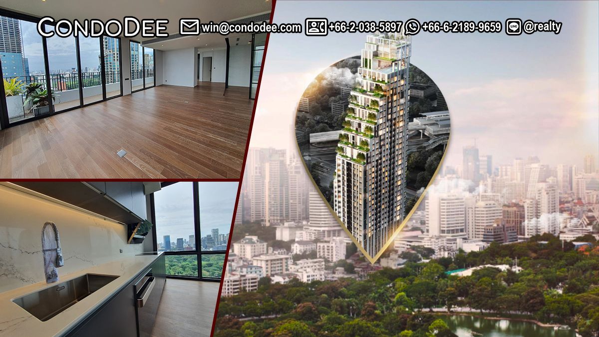 This penthouse near Lumpini Park is available now in the Muniq Langsuan luxury condominium in Bangkok CBD.