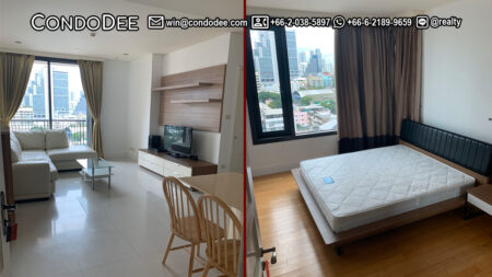 This pet-friendly condo on Sukhumvit 22 with 2 bedrooms is available now on a mid-floor in Aguston condominium