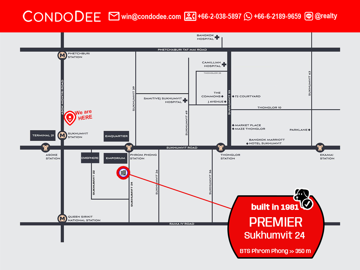 Premier Condominium Sukhumvit 24 is a Bangkok condo for sale that was built in 1981