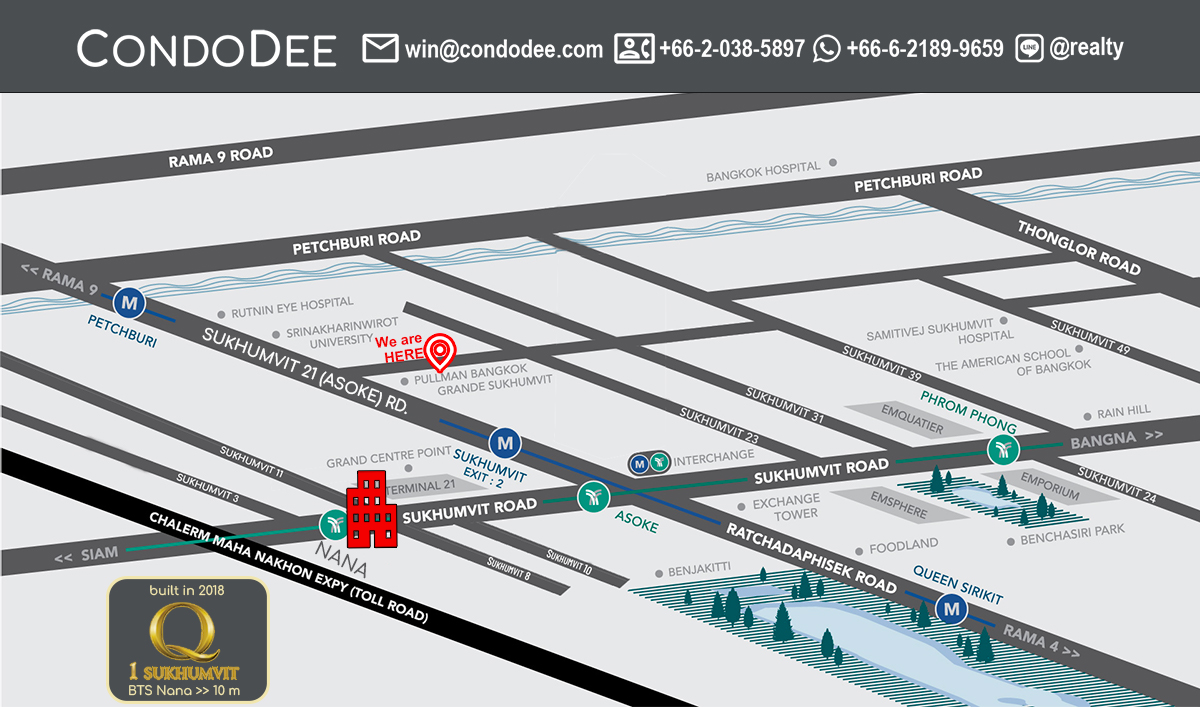 Q 1 Sukhumvit Nana luxury Bangkok condo for sale near BTS Nana is a high-rise luxury apartment project that was constructed by ย Q Houses PCL in 2018