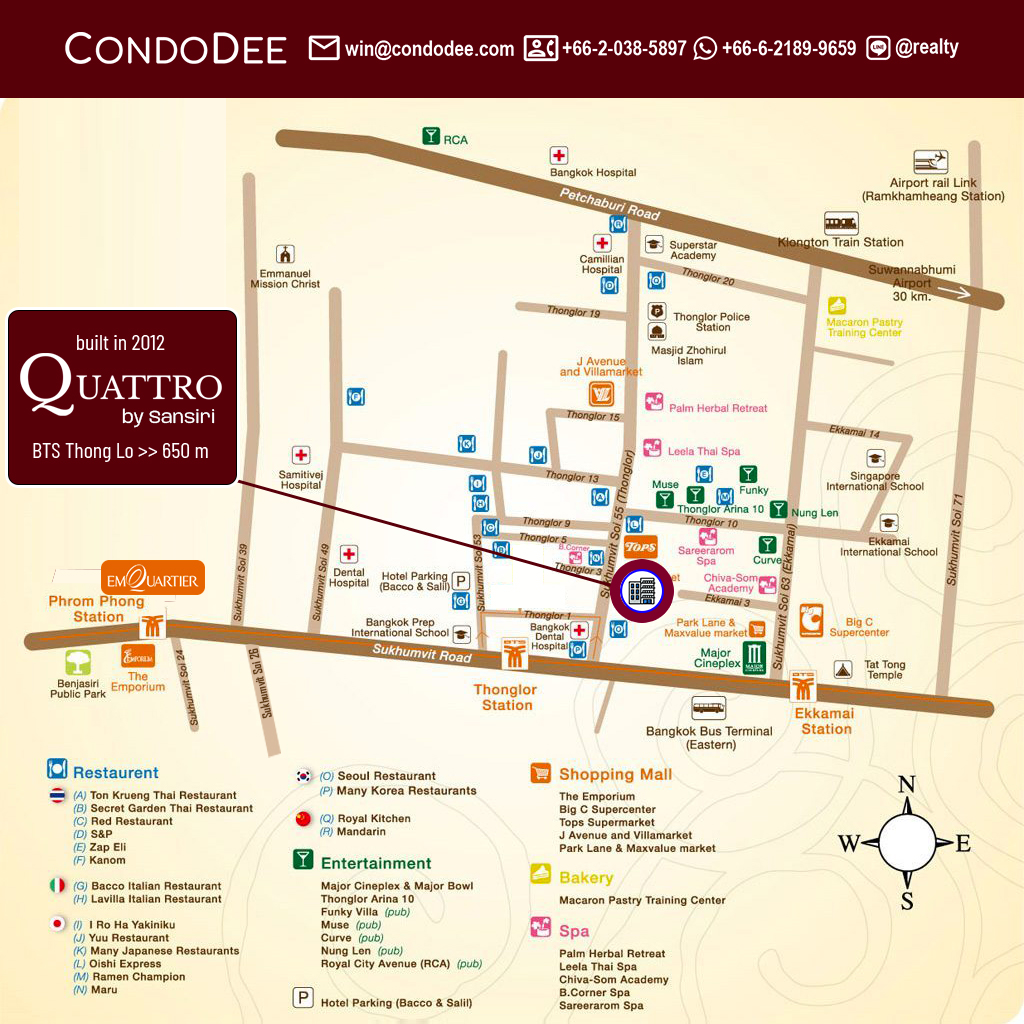 Quattro by Sansiri Thonglor condo for sale in Bangkok CBD was built in 2012 by Sansiri PCL, one of Thailand's leading developers
