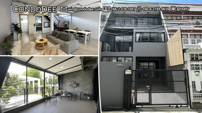 This renovated modern townhouse for sale is located in Ekkamai in Bangkok CBD