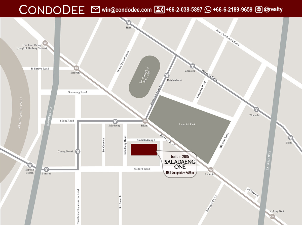 Saladaeng One Silom Lumpini luxury Bangkok condo for sale near Lumpini Park was built by SC Asset PCL in 2015