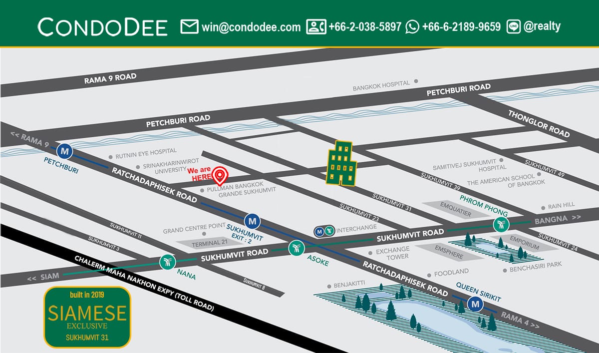 Siamese Exclusive Sukhumvit 31 luxury condo for sale in Bangkok was developed by Siamese Asset in 2019