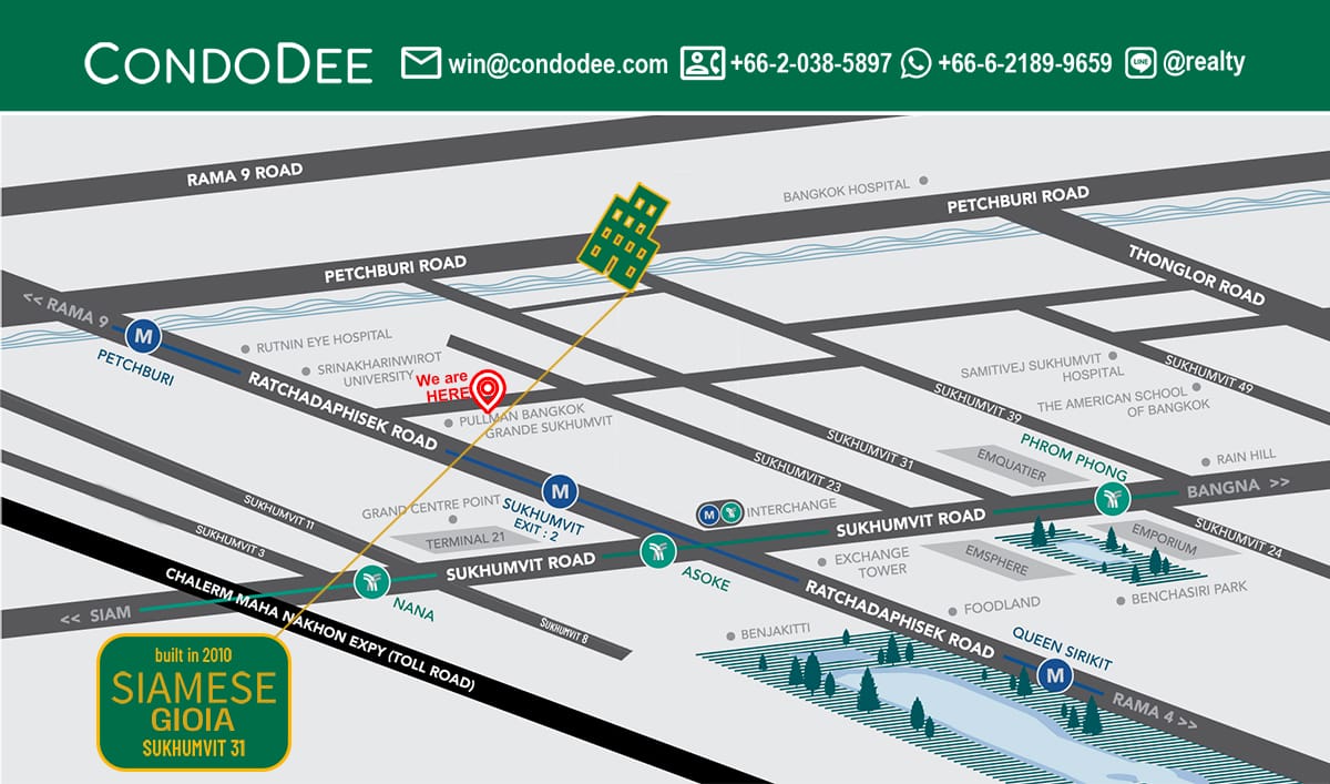 Siamese Gioia Sukhumvit 31 condo for sale in Bangkok was built by Siamese Asset in 2010