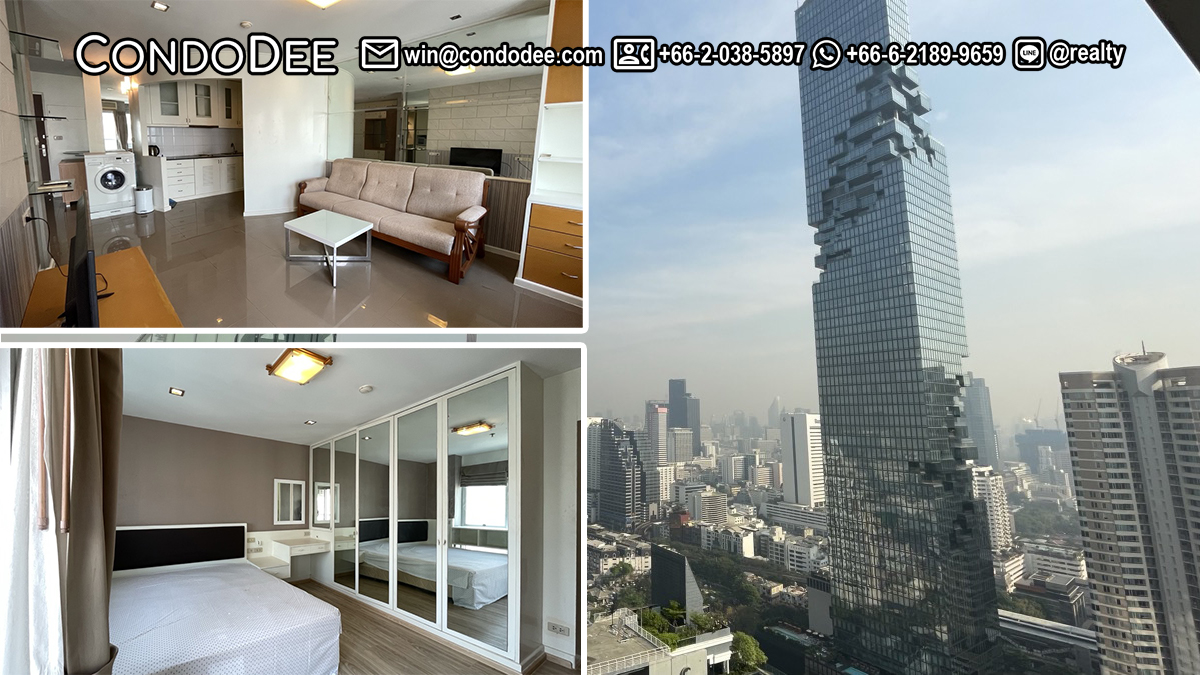 This Silom condo features a marvelous unblocked urban view of the Mahanakorn Building and Tait and it's available now in the Silom Suite condominium near BTS Saint Louis in Bangkok CBD
