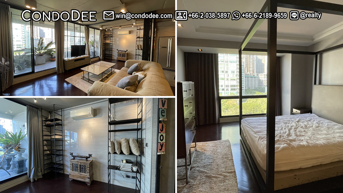 This spacious luxury condo is located near BTS Chidlom and BTS Ploenchit in a popular Somkid Gardens condominium in Bangkok CBD