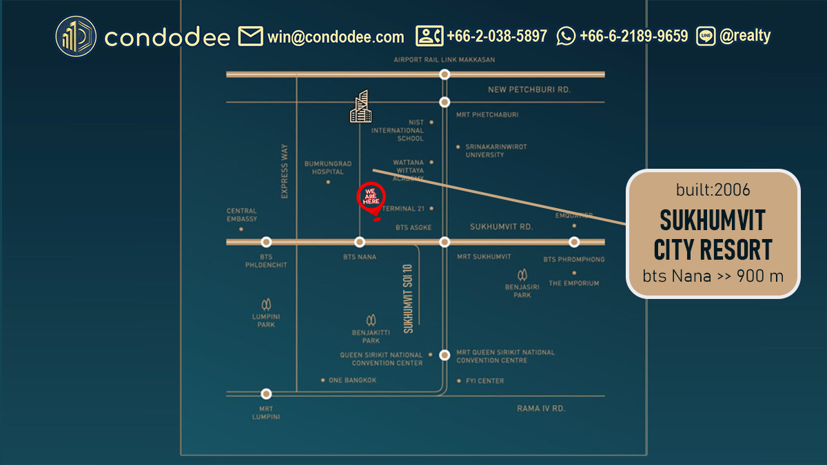Map of Sukhumvit City Resort condo building in Bangkok | อาคารคอนโด สุขุมวิท ซิตี้ รีสอร์ท ในกรุงเทพฯ