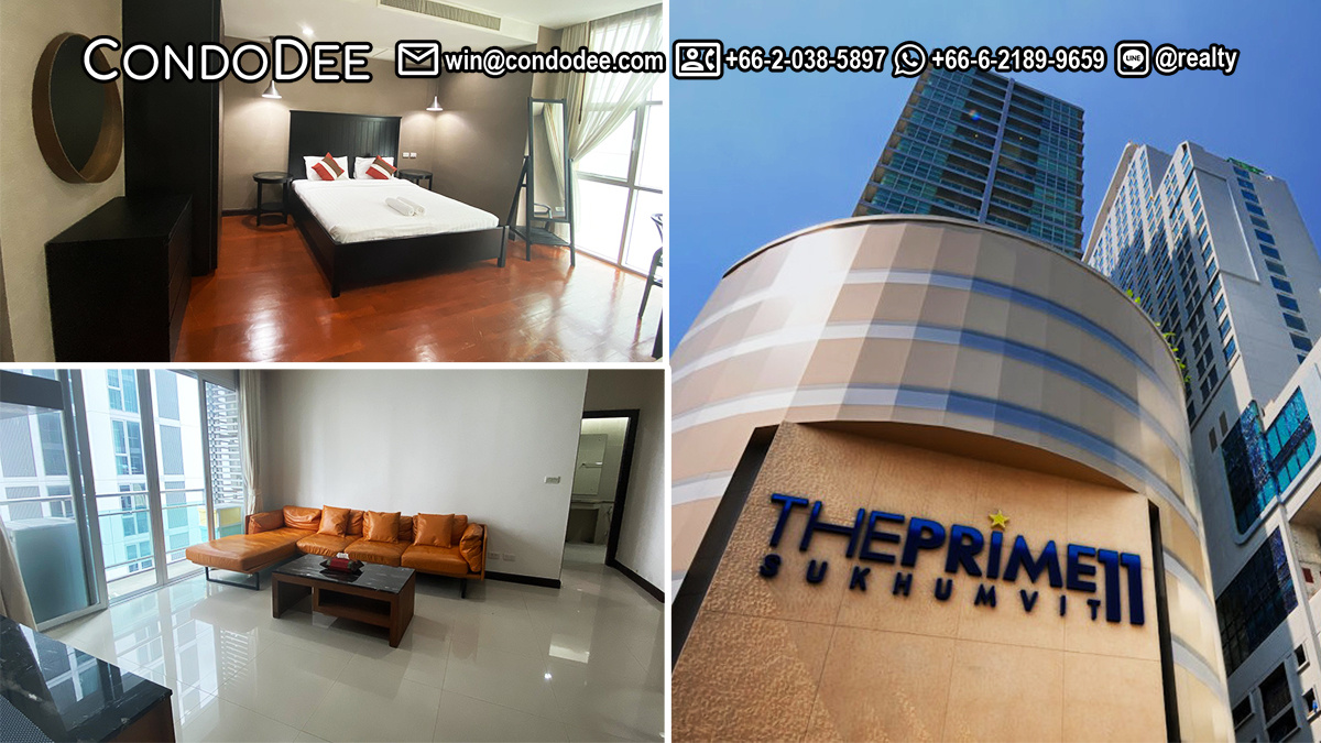 This Sukhumvit property of 2-bedroom is available now on a high floor in The Prime 11 in Sukhumvit 11 in Nana in Bangkok CBD 