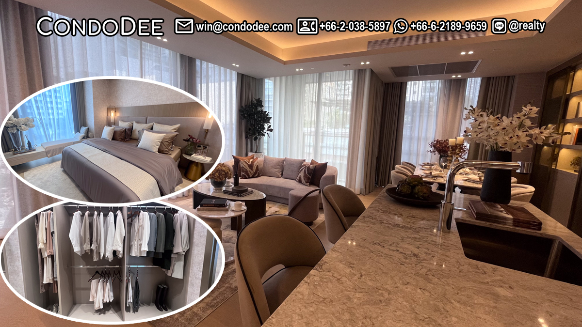 This super-luxury 2-bedroom condo is located in a new luxurious condominium right near BTS Chidlom and it's available at a promotional price by CondoDee