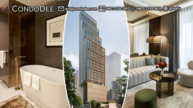 This super-luxury new condo with 2 bedrooms is available in a brand new The Estelle Phrom Phong Sukhumvit condominium in Bangkok CBD