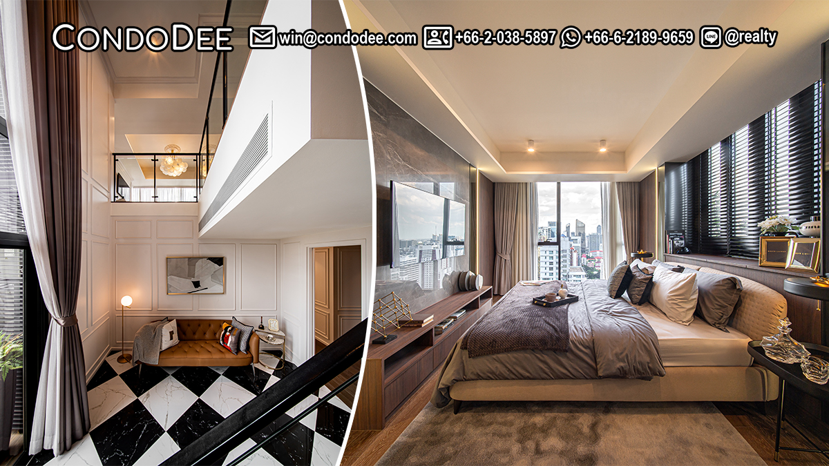 This super-luxury penthouse is available now at a promotional price (20% discount by CondoDee) in MUNIQ Sukhumvit 23 condominium near BTS Asoke in Bangkok CBD