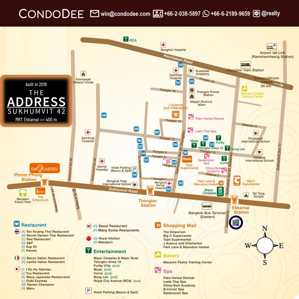 The Address Sukhumvit 42 Ekkamai Bangkok condo for sale near BTS Ekkamai was developed by AP Thai Thailand PCL and completed in 2009