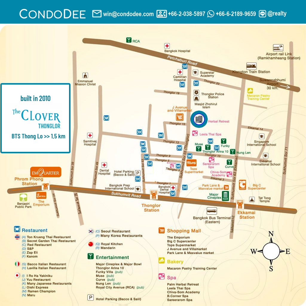 The Clover Thonglor Sukhumvit 55 is a condo for sale in Bangkok CBD that was developed by Living Land Capital and completed in 2010