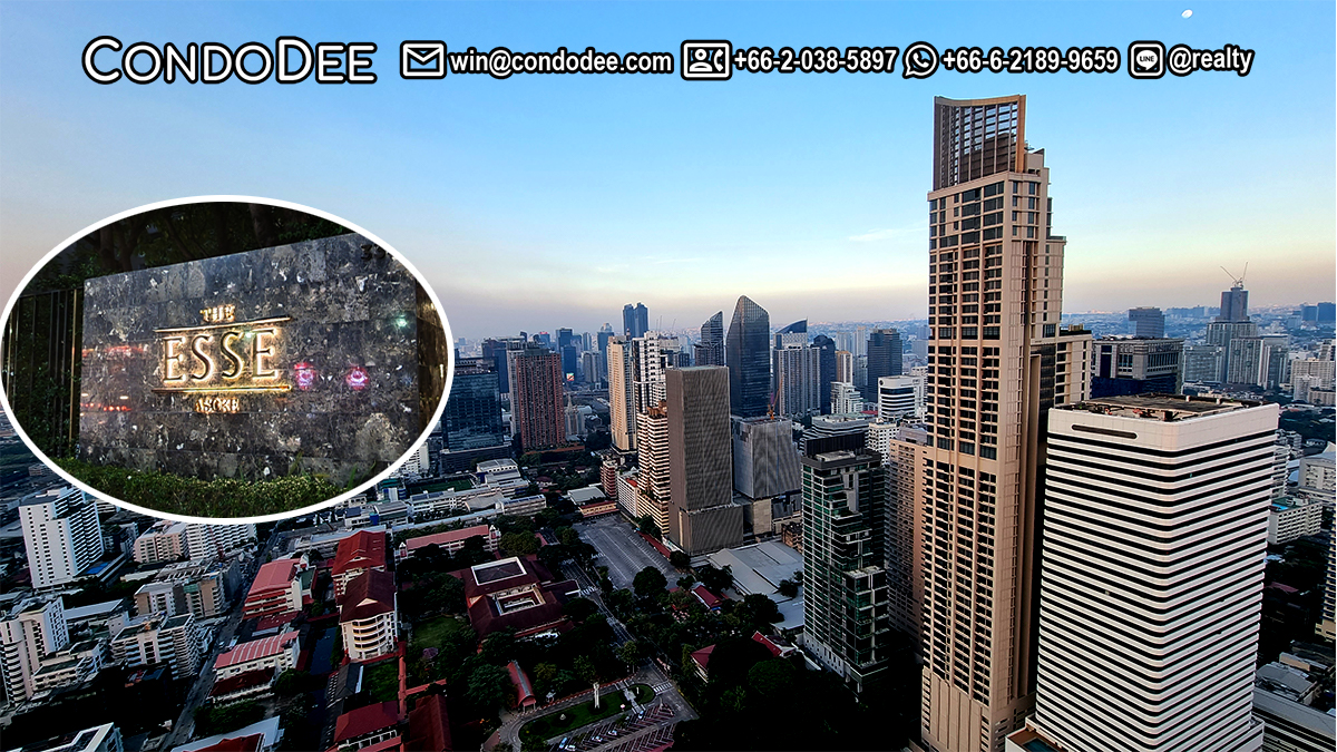 The Esse Asoke Sukhumvit 21 luxury condo for sale in Bangkok on Asoke Road near Srinakharinwirot University was developed by Singha Estate PCL and completed in 2019