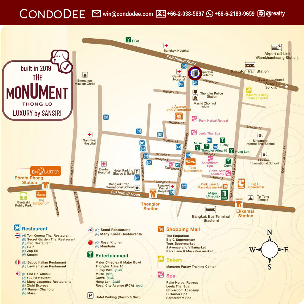 The Monument Thong Lo Sukhumvit 55 is a luxury condo for sale in Bangkok that was built in 2019 by Sansiri PCL