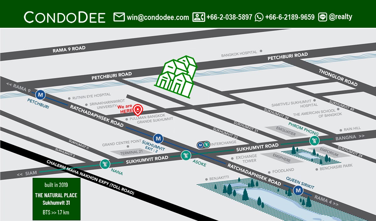 The Natural Place Sukhumvit 31 townhouses for sale in Bangkok in Asoke near Srinakharinwirot University were built in 1995