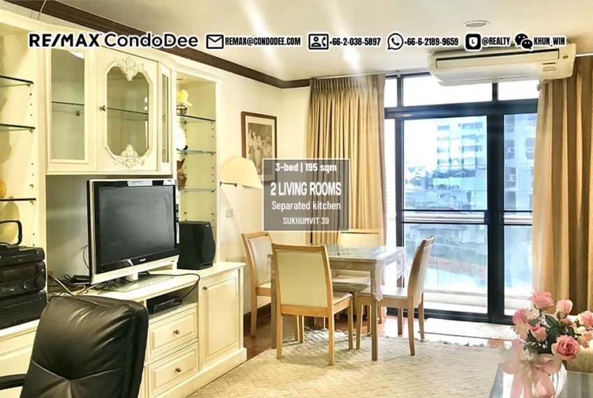 Sukhumvit 39 condo for sale - 3-bedroom 2 living rooms - Baan Prompong
