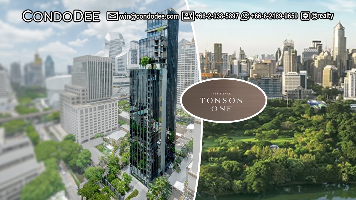 Tonson One Residence super-luxury condo for sale near BTS Chidlom was built in 2023 and comprises a single tower having 40 apartments on 29 floors