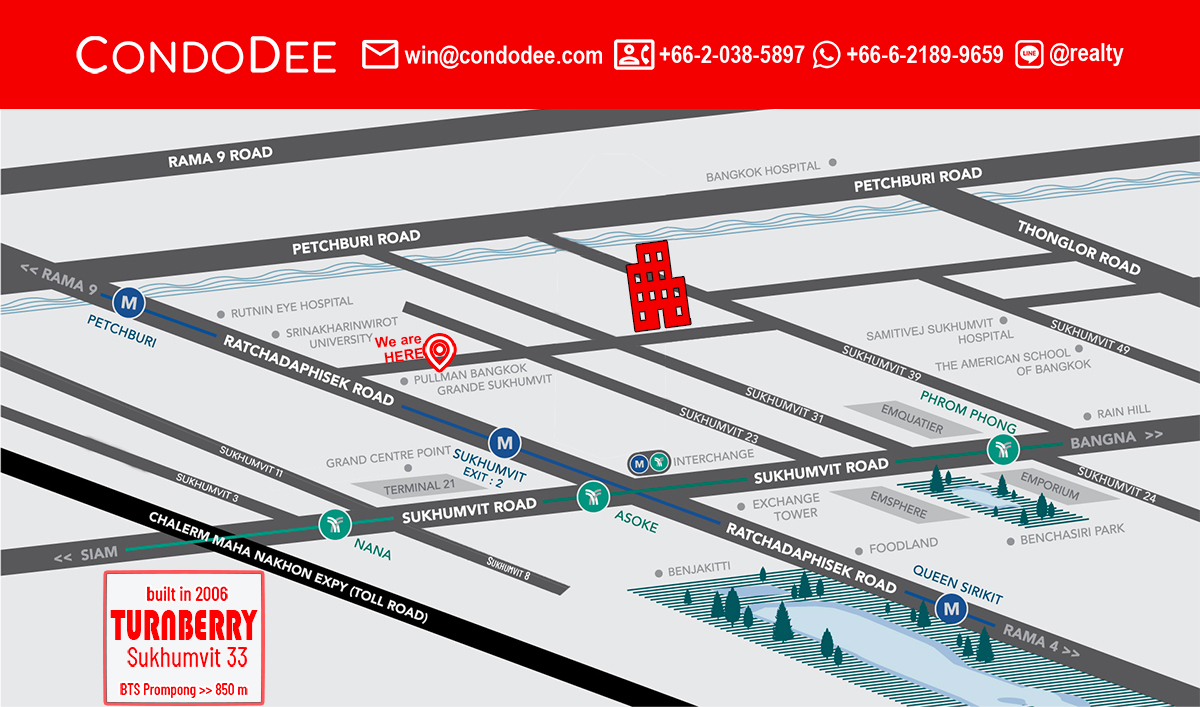 Turnberry Sukhumvit 33 condo for sale in Bangkok CBD near BTS Phrom Phong was constructed in 2006