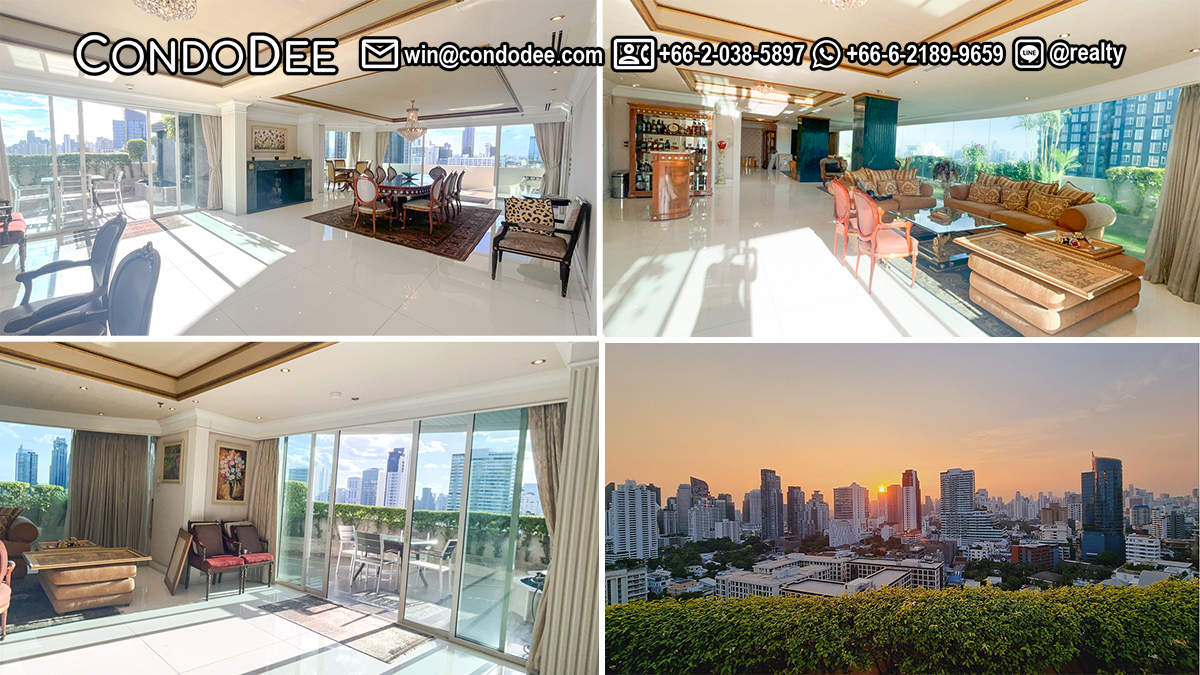 This unique penthouse with a huge balcony is located in Ekkamai in the Modern Town condominium near Donki Mall and it’s available now for sale.