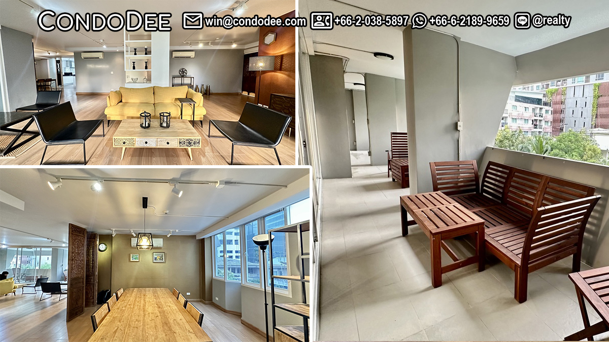 This unique renovated large condo in Sathorn is available now at an attractive price in Pikul Place condominium near BTS in Bangkok CBD