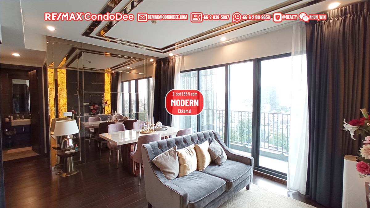 Modern condo in Ekkamai for sale - 2-bedroom - long balcony - C Ekkamai New Condominium