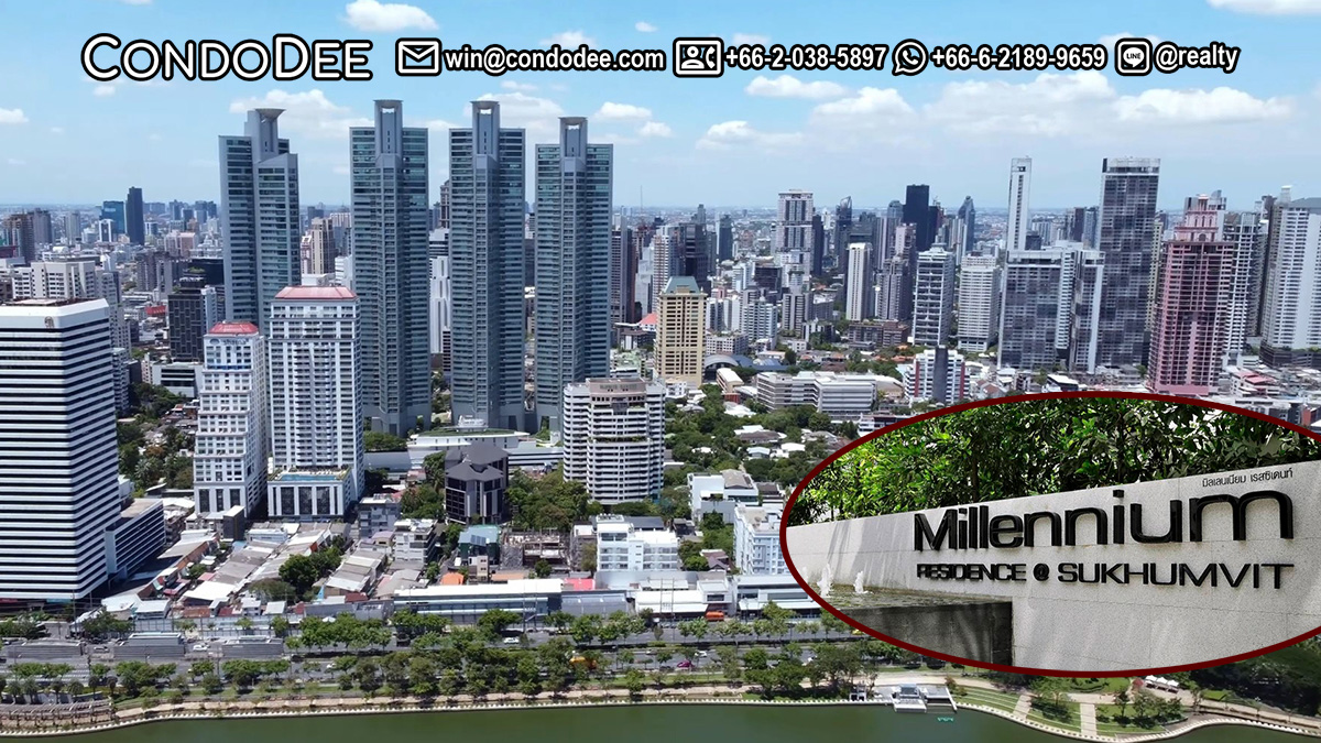 Millennium Residence luxury Bangkok condo for sale on Sukhumvit 20 was developed in 2010 by City Development Ltd Singapore and includes 604 units located in 4 buildings, having 51 floors each.