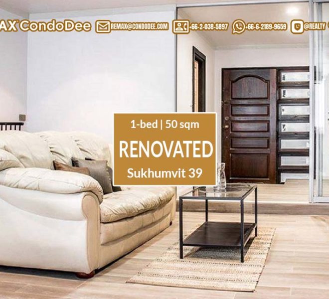 Renovated condo for sale in Prompong - 1-bedroom - best deal in Supalai Place Sukhumvit 39
