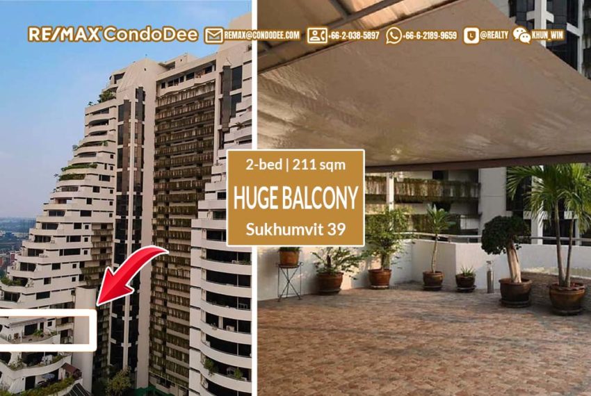 Large 2-bedroom renovated condo for sale - large balcony - Supalai Place Sukhumvit 39