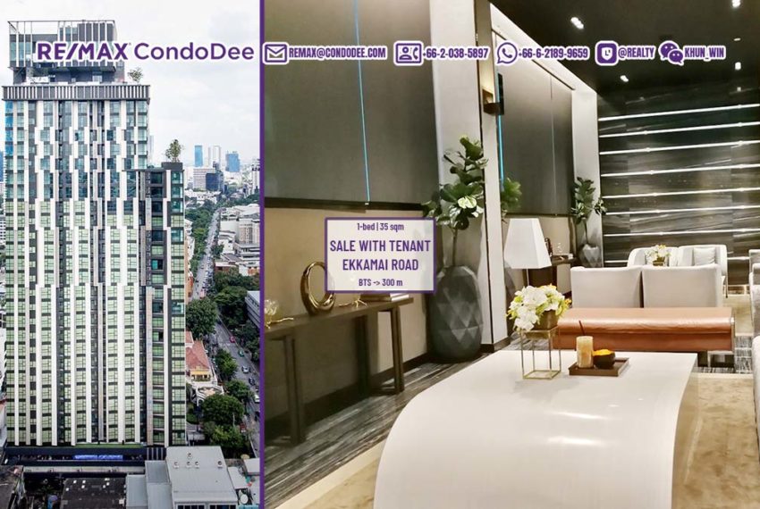 Modern Bangkok Condo for sale with tenant  -near Ekkamai BTS – 1 bedroom – Rhythm Ekkamai