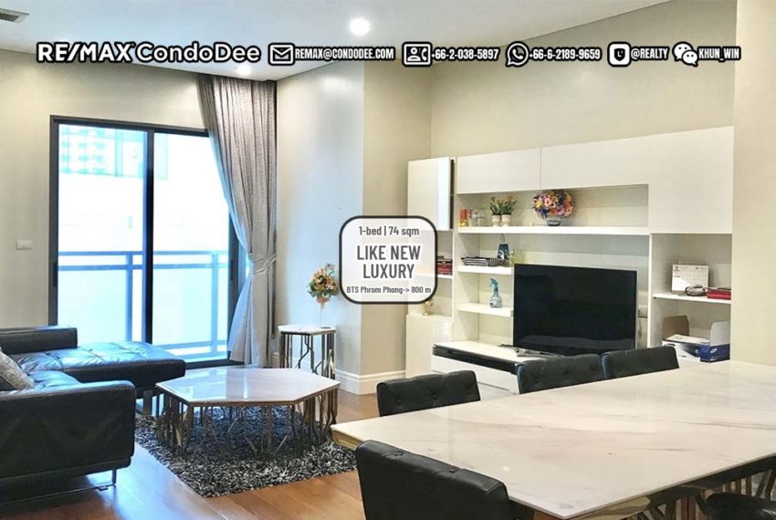 A luxury apartment on Sukhumvit 24 with 1 bedroom on a low floor is available now for sale in Bright Sukhumvit 24