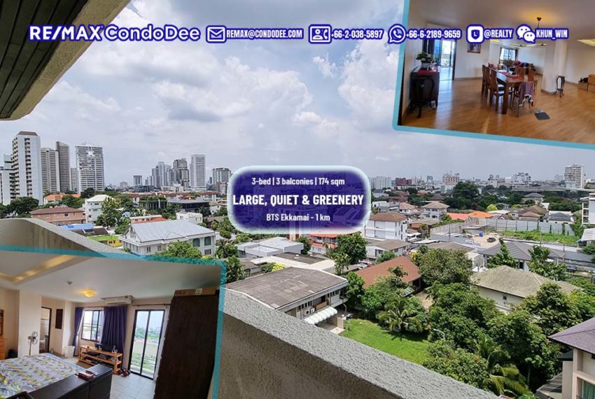 Large apartment sale Bangkok Ekkamai - 3 balconies - 3-bedroom - Beverly Hills