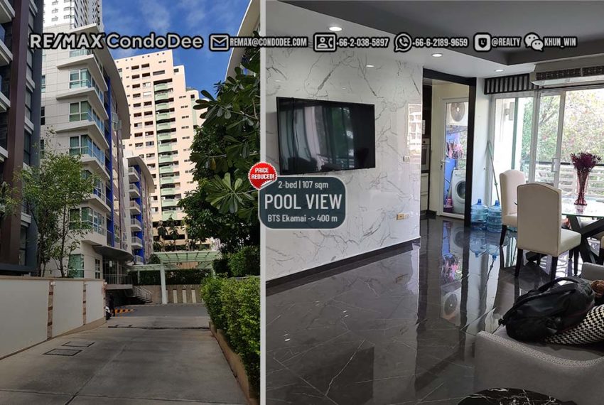 2-bedroom condo for sale in Ekamai - pool view - 107 sqm - Avenue 61 condominium