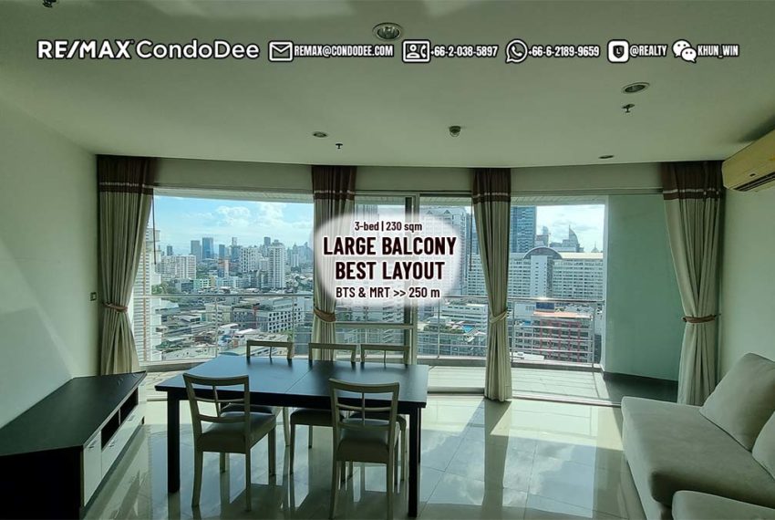 Large 3-bedroom condo for sale near BTS Asoke - corner unit - high floor - The Master Centrium Condominium