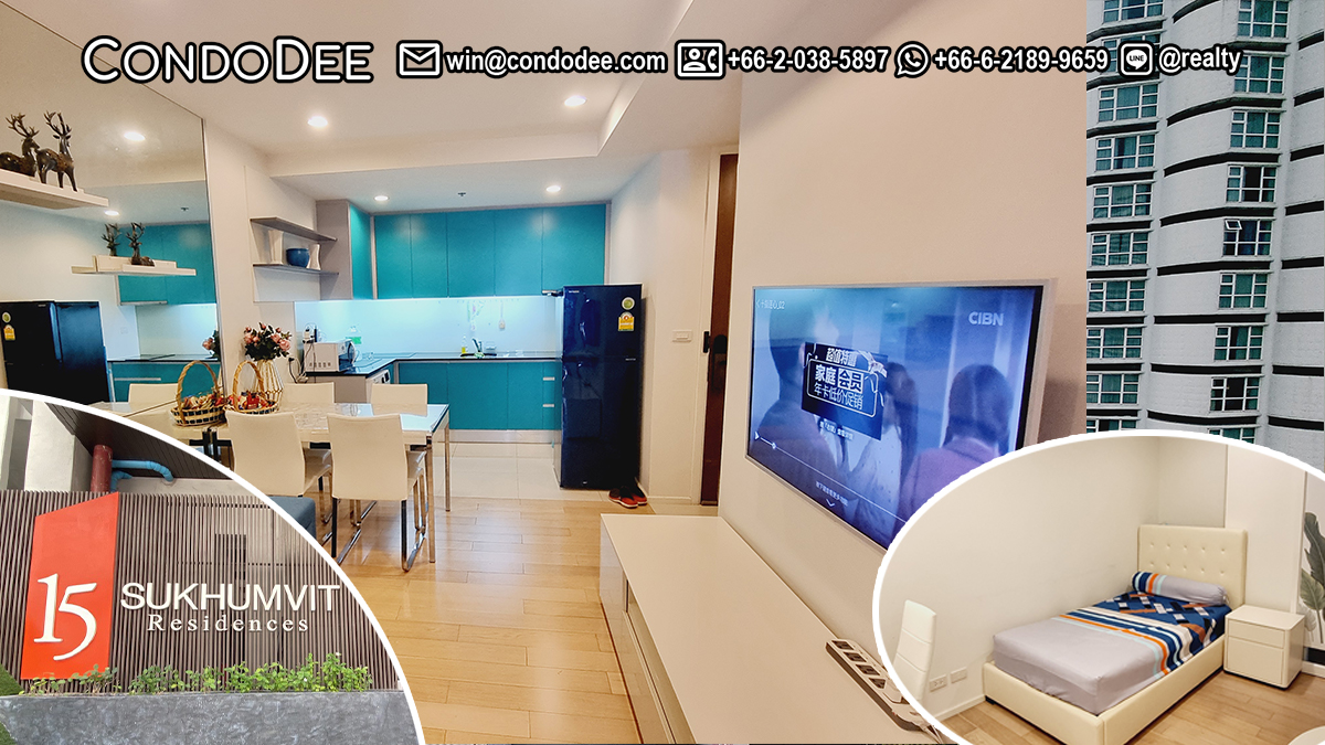 This well-maintained condo is located near BTS Asoke and BTS Nana in a popular 15 Sukhumvit Residences condominium in Bangkok CBD
