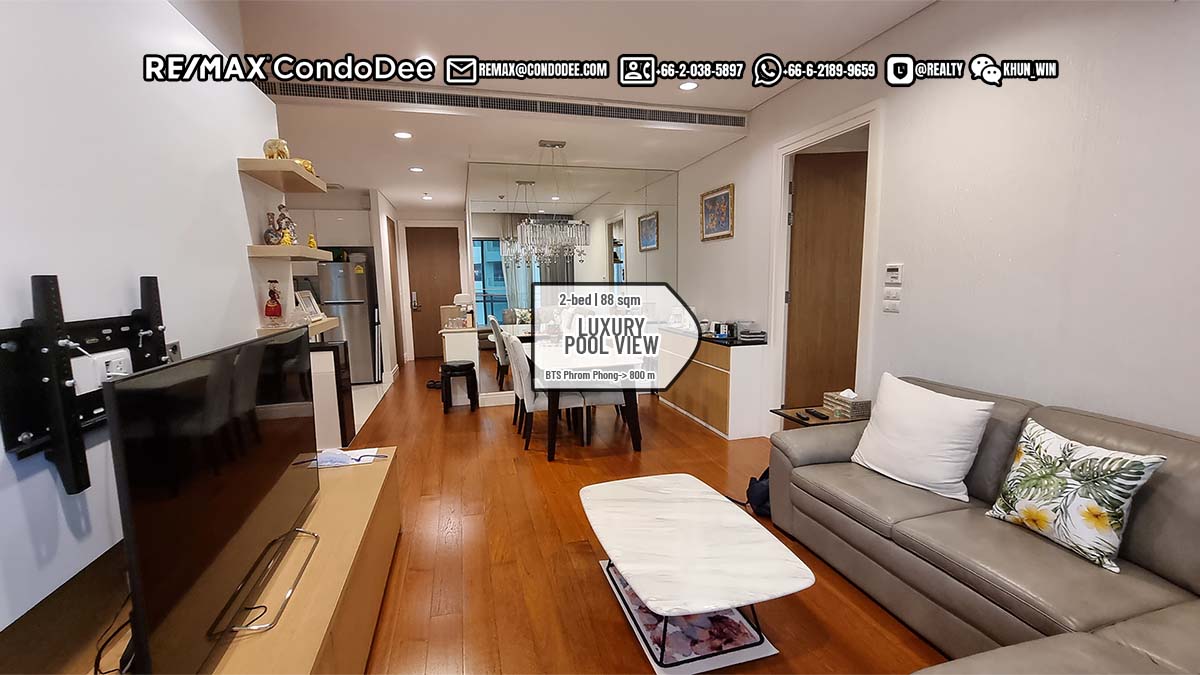 Bangkok Condo With Pool View For Sale - 2-Bedroom - Low Floor - Bright Sukhumvit 24