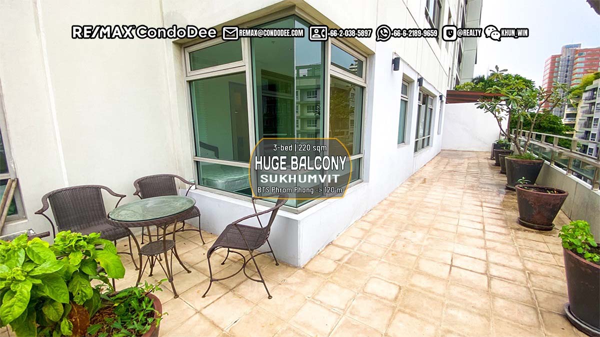 3-bedroom apartment with large balcony for sale - low-floor - corner unit - The Madison Bangkok condo near BTS Phrom Phong