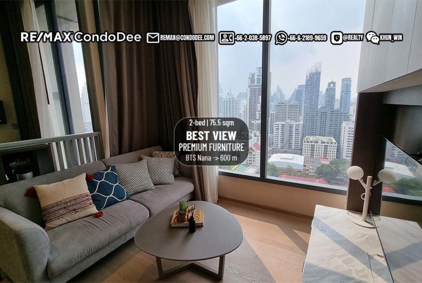 Luxury Bangkok condo 2-bedroom for sale - high floor - The Esse Asoke Bangkok condominium near BTS Asoke