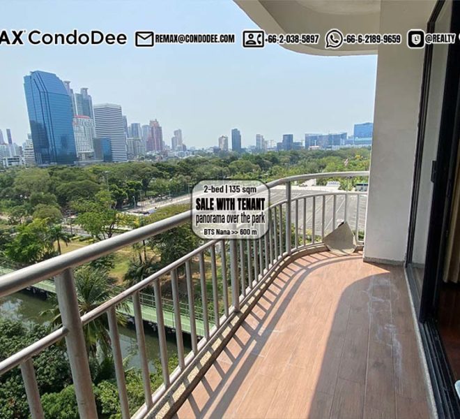 Bangkok apartment with lake-view for sale - large balcony - 2-bedroom - Lake Green condominium in Sukhumvit Soi 8