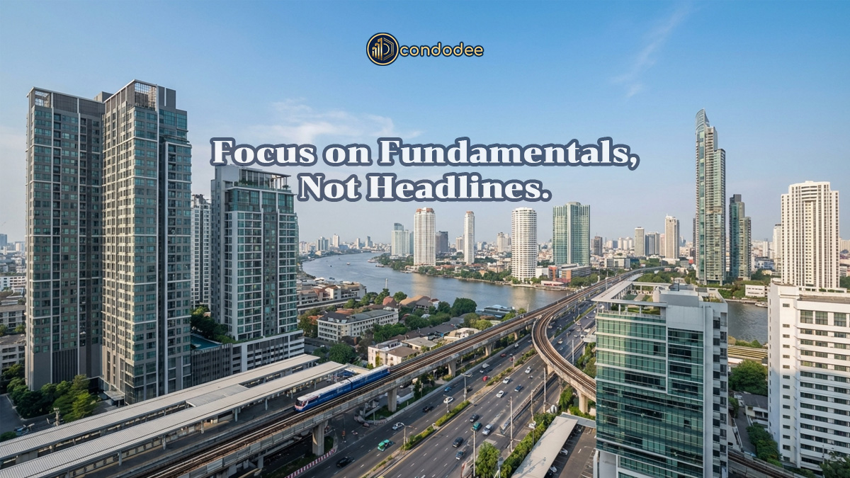 Bangkok skyline representing clear and informed property decisions for buyers and sellers during periods of uncertainty | ภาพเส้นขอบฟ้ากรุงเทพ สื่อถึงการตัดสินใจด้านอสังหาริมทรัพย์อย่างรอบคอบสำหรับผู้ซื้อและผู้ขายในช่วงความไม่แน่นอน