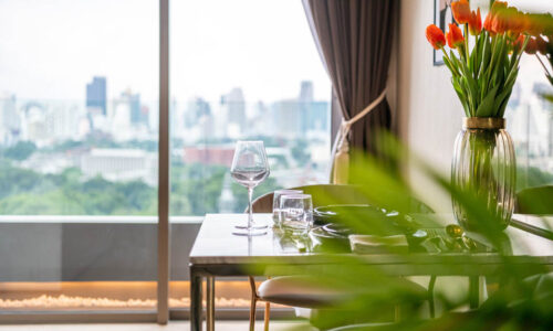 This luxurious condo with a Lumpini park view is available now at a good price at Saladaeng One condominium in Bangkok CBD
