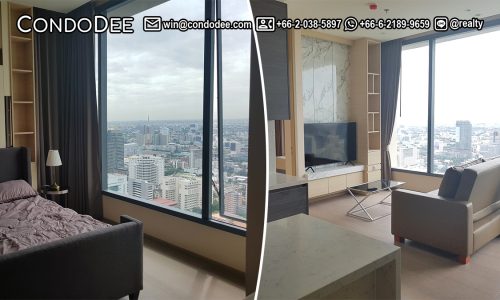 This 2-bedroom condo in Asoke is available now on one of the top floors of one of the most luxurious condominium projects in Asoke - The Esse Asoke.